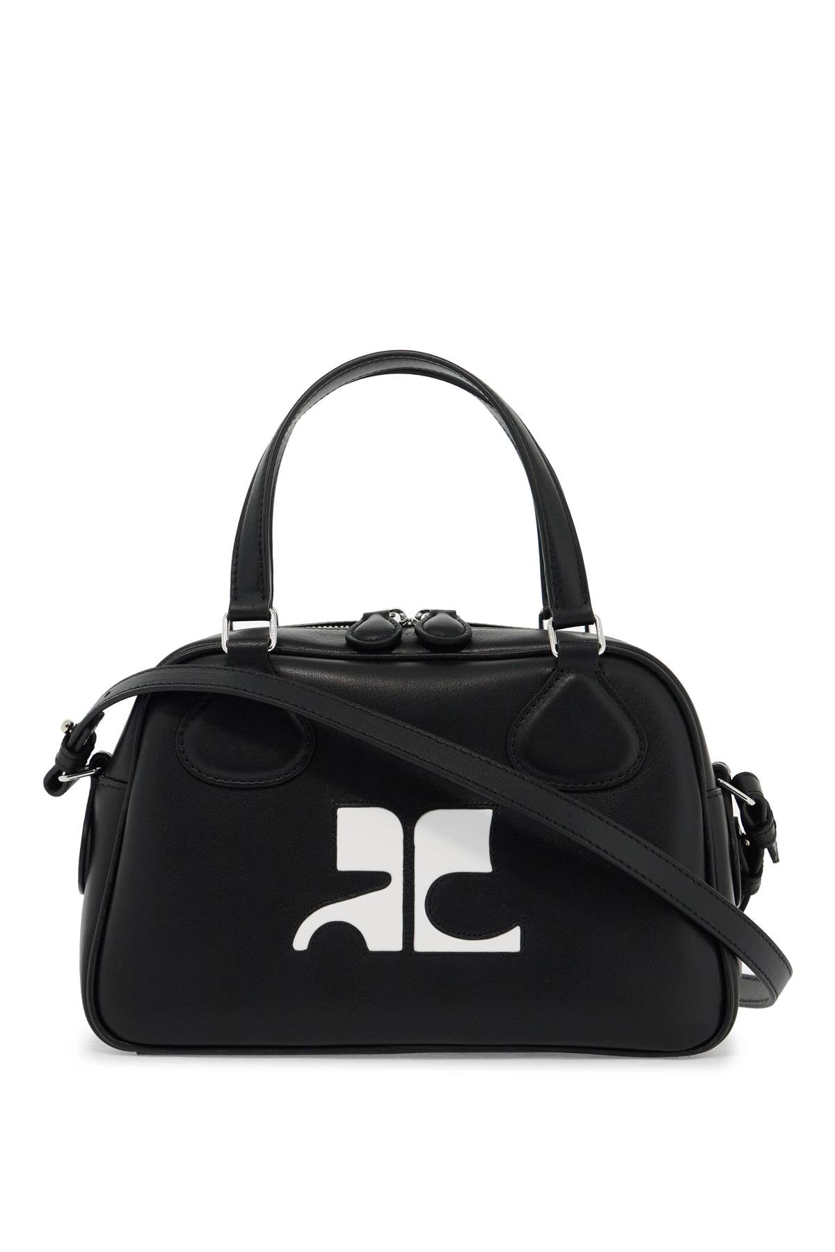 COURREGÈS Elegant Mini Box Handbag in Monochrome Leather