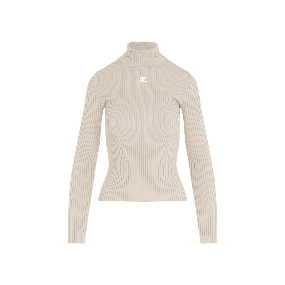 COURREGÈS Women's Funnel-Neck Sweater in Black for SS24