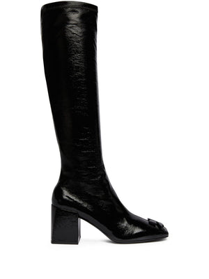 COURREGÈS Black Relief Logo Ankle Boots