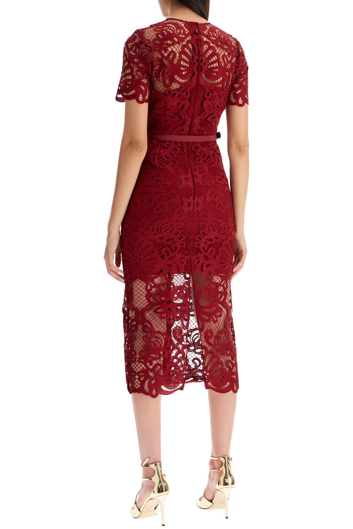 SELF-PORTRAIT Elegant Lace Midi Dress with Jewel Buttons