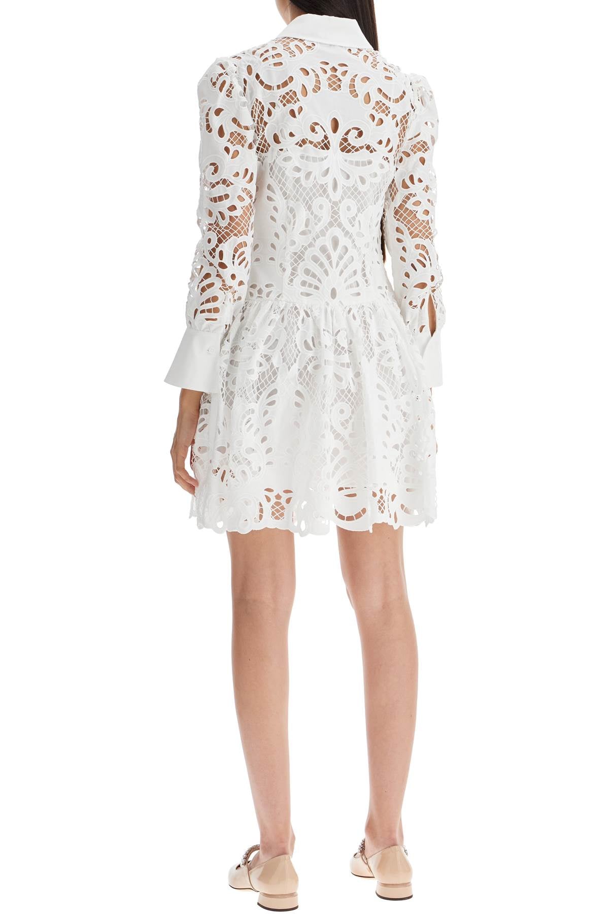 SELF-PORTRAIT Elegant Floral Lace Mini Dress with Flared Skirt