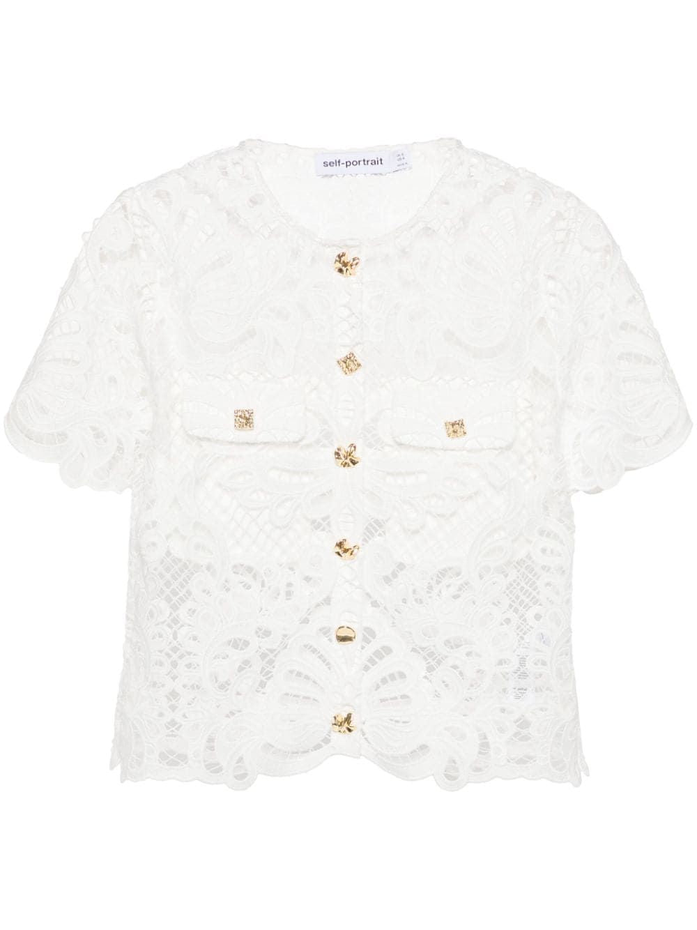 SELF-PORTRAIT Elegant White Guipure Lace Top