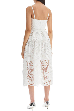 SELF-PORTRAIT White Lace Bustier Mini Dress with Peplum Skirt and Belt