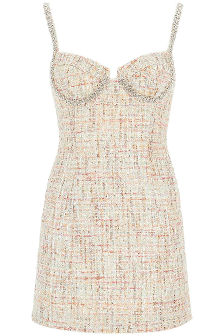 SELF-PORTRAIT Crystal Embellished Multicolor Tweed Mini Dress