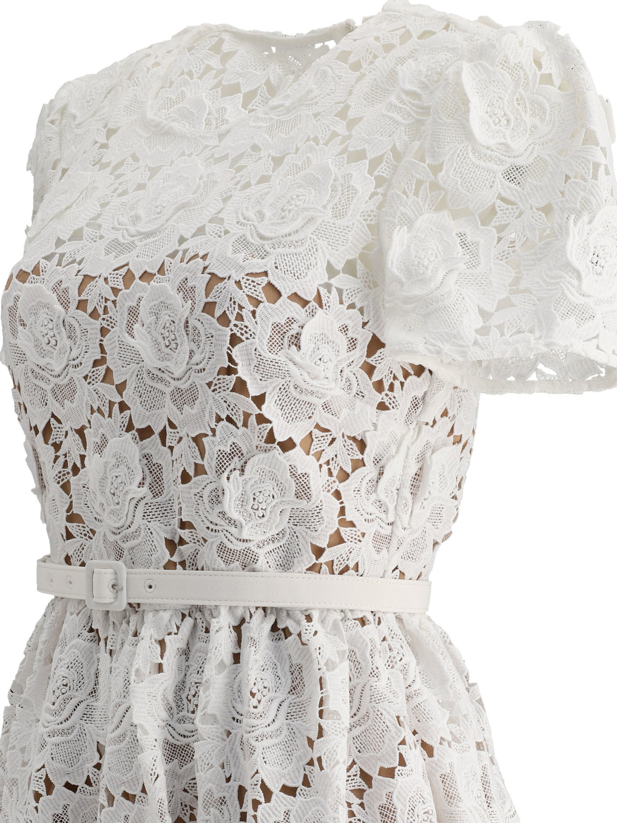 SELF-PORTRAIT Chic Cream Floral Lace Mini Dress