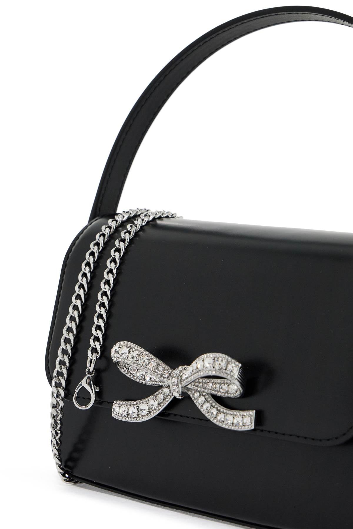 SELF-PORTRAIT Elegant Mini Leather Clutch with Crystal Bow