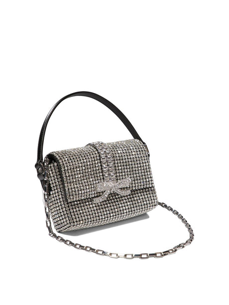 SELF-PORTRAIT Mini Chainmail Shoulder Handbag in Silver