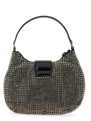 SELF-PORTRAIT Mini Crescent Bow Handbag with Crystals