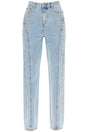 SELF-PORTRAIT Crystal Embellished High-Waist Straight Jeans