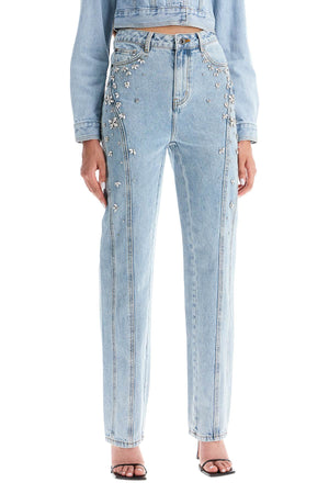 SELF-PORTRAIT Crystal Embellished High-Waist Straight Jeans