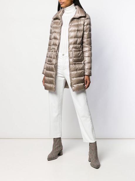 HERNO Elegant Dove Grey Midi Puffer Jacket