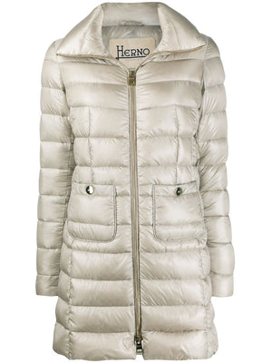 HERNO Silver Elegance Midi Puffer Jacket