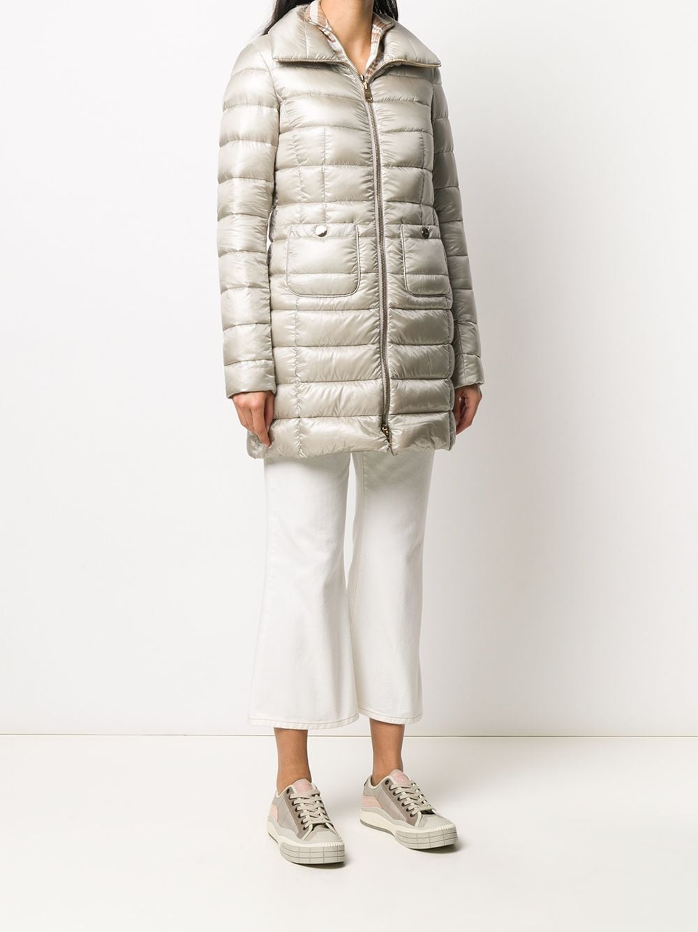 HERNO Silver Elegance Midi Puffer Jacket