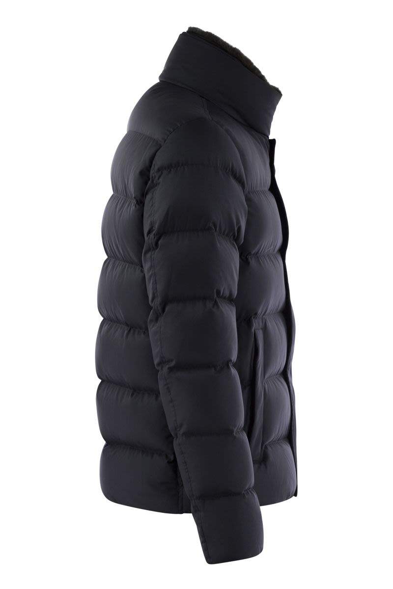 HERNO Luxury Short Down Jacket with Removable Fur Collar