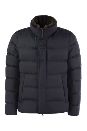 HERNO Luxury Short Down Jacket with Removable Fur Collar