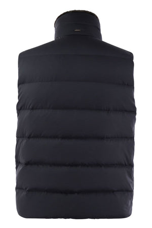 HERNO Luxury High-Collar Down Vest with Detachable Fur