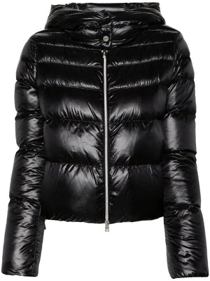 HERNO Luxurious Black Hooded Puffer Jacket