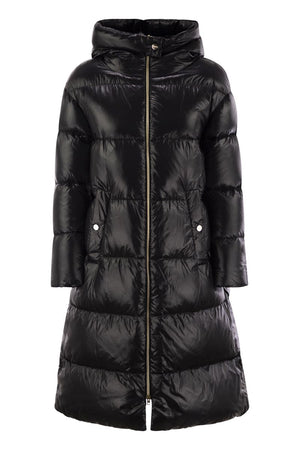 HERNO Luxurious Lightweight Long Down Jacket with Hood