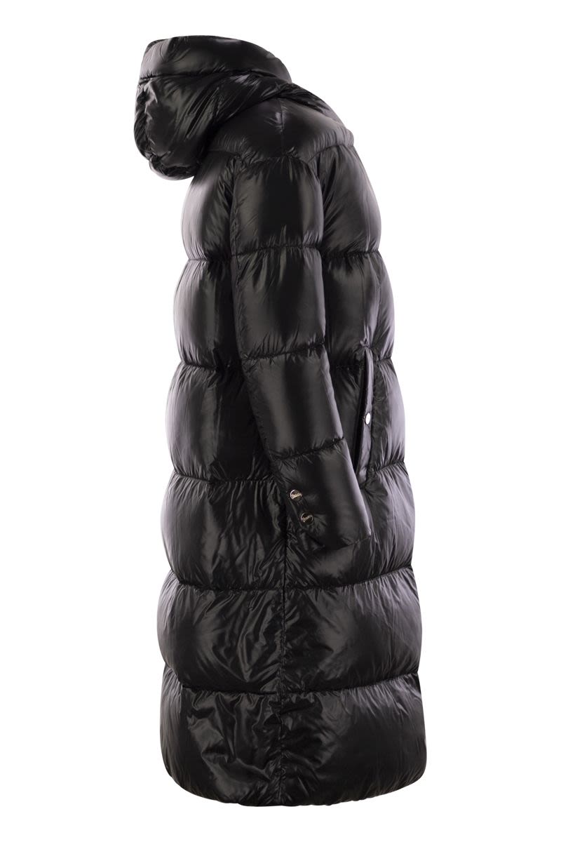 HERNO Luxurious Lightweight Long Down Jacket with Hood