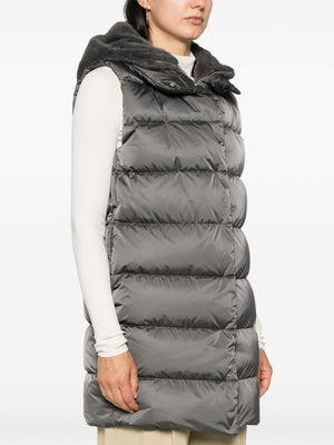 HERNO Padded Vest with Faux Fur Hood for Women