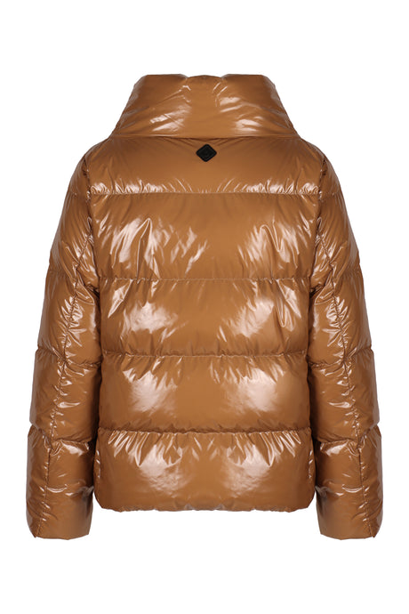 HERNO Shiny Fabric Down Jacket with Stand Up Collar for Women