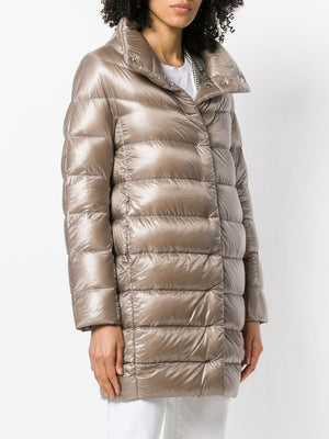 HERNO Dove Grey Midi Puffer Jacket