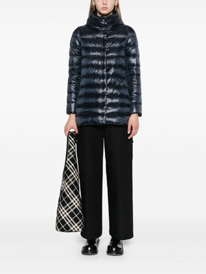 HERNO Elegant Navy Blue Midi Down Jacket