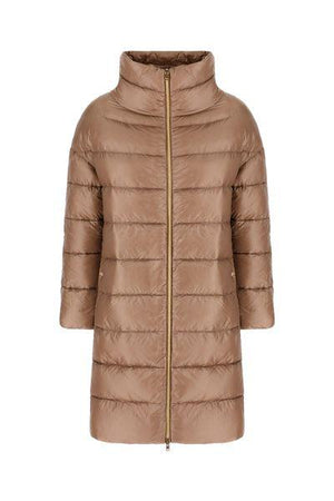 HERNO Luxury Taupe Nylon Quilted Down Jacket