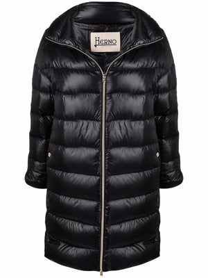 HERNO Elegant Longline Down Jacket with Stand-Up Collar