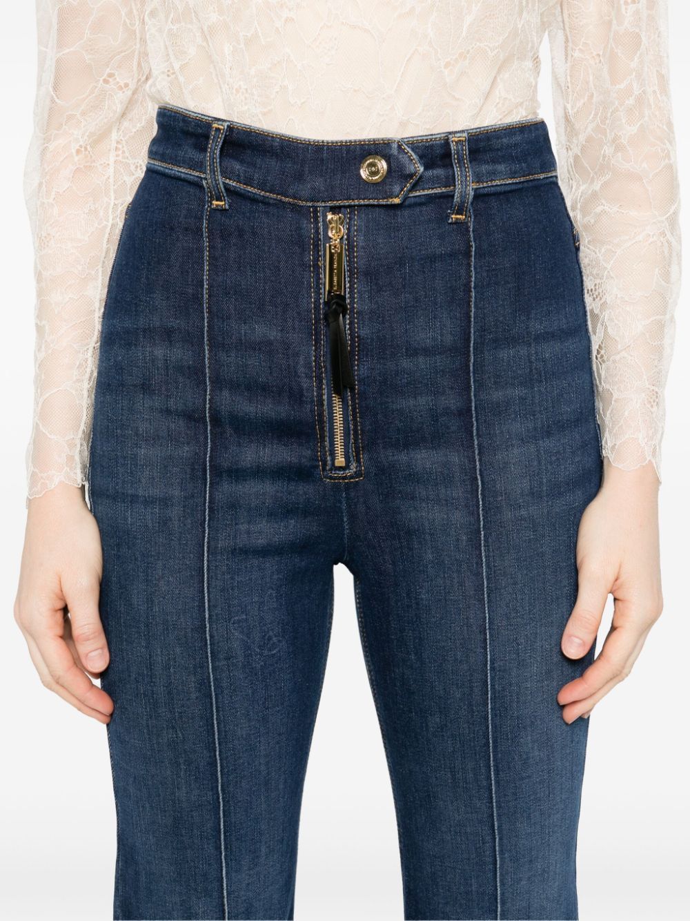 ELISABETTA FRANCHI Wide Leg Dark Denim Jean Pants