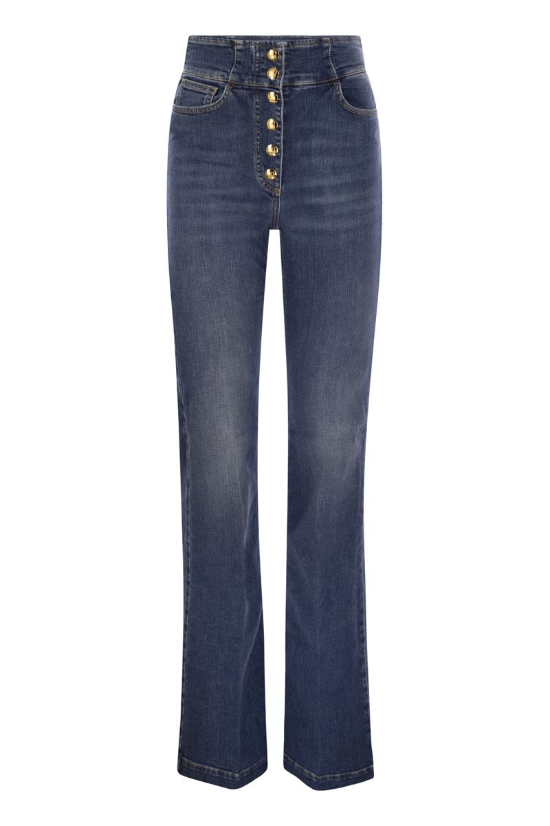 ELISABETTA FRANCHI High-Waisted Flared Jeans with Button Placket