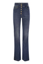 ELISABETTA FRANCHI High-Rise Indigo Blue Bell Bottom Pants