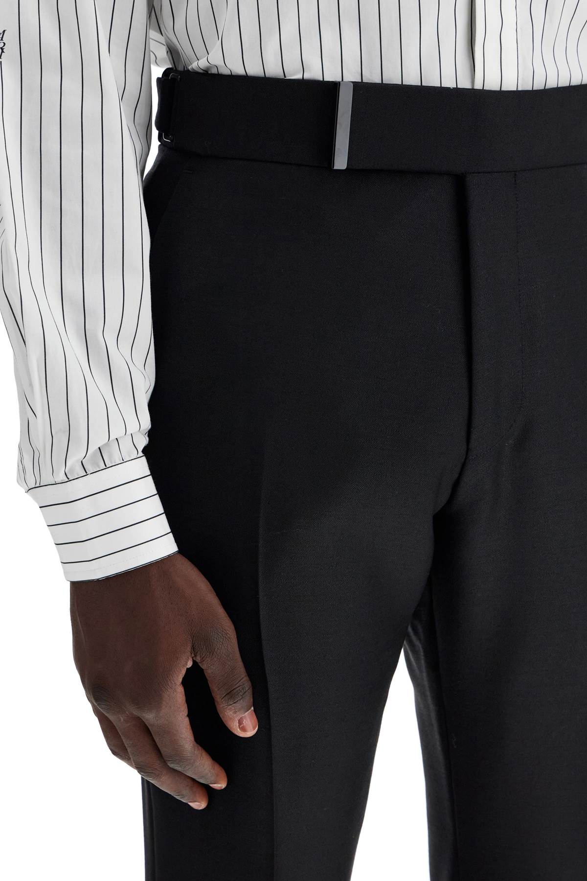 TOM FORD Premium Wool-Mohair Tailored Trousers with Integrated Belt