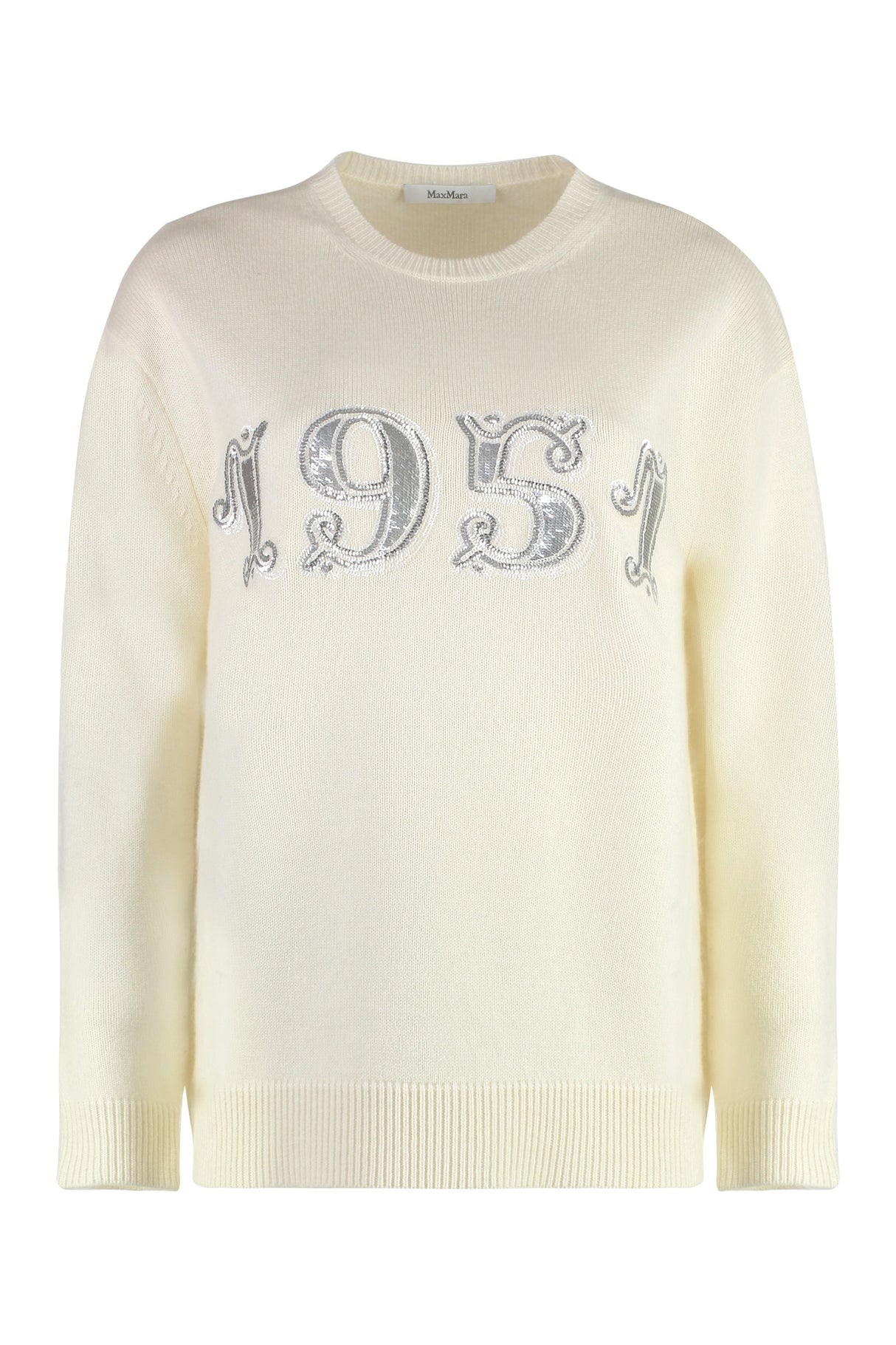 MAX MARA Plush Wool and Cashmere Sweater with Sequin Embroidery - FW24