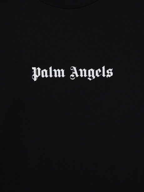 PALM ANGELS Classic Black Cotton Logo Print Tee for Men