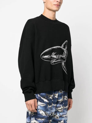 PALM ANGELS Men's Black Crew-Neck Sweatshirt for SS23