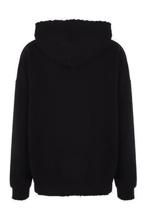 PALM ANGELS Men's Black Distressed Cotton Hoodie for FW23