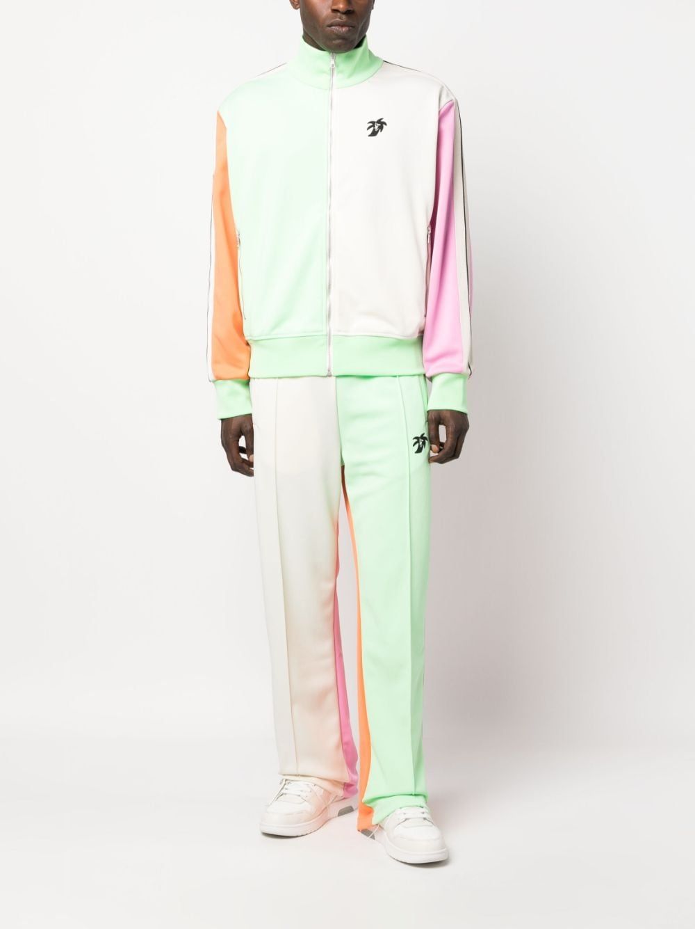 PALM ANGELS Men's Multicolor Colorblock Track Jacket with Hunter Motif - FW23