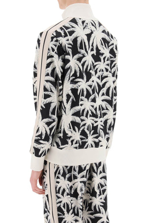 PALM ANGELS Zip-Up Sweatshirt with Tropical Print - Regular Fit