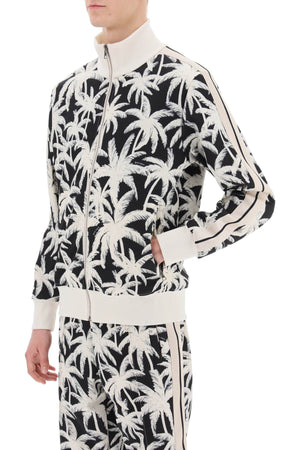 PALM ANGELS Zip-Up Sweatshirt with Tropical Print - Regular Fit