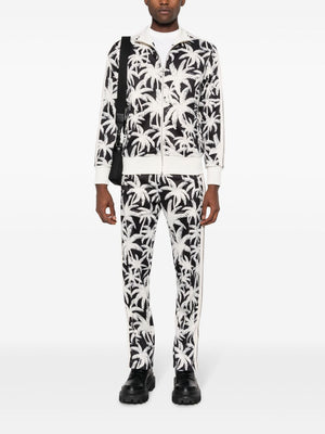 PALM ANGELS Zip-Up Sweatshirt with Tropical Print - Regular Fit