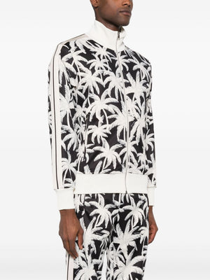 PALM ANGELS Zip-Up Sweatshirt with Tropical Print - Regular Fit