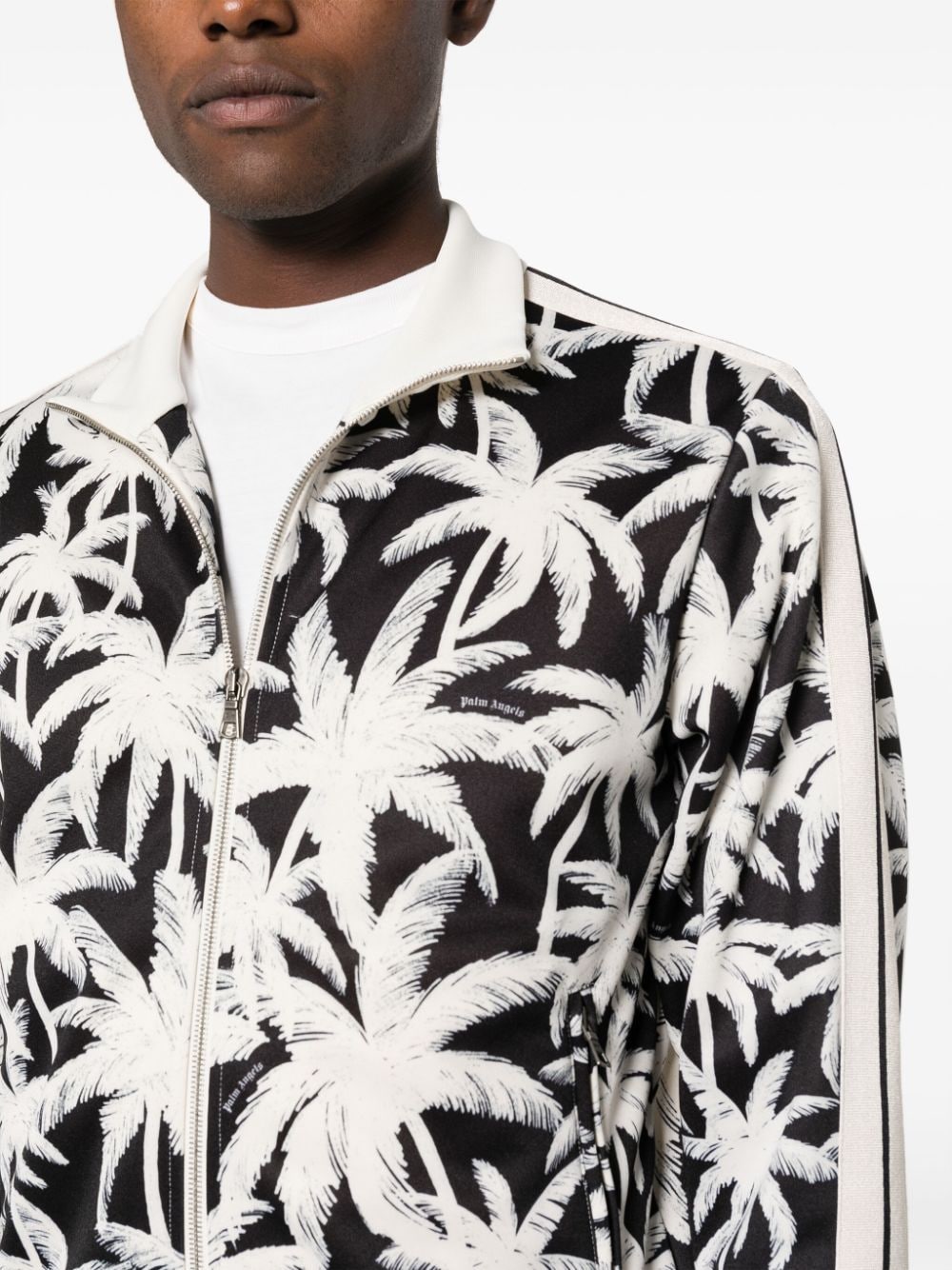 PALM ANGELS Zip-Up Sweatshirt with Tropical Print - Regular Fit