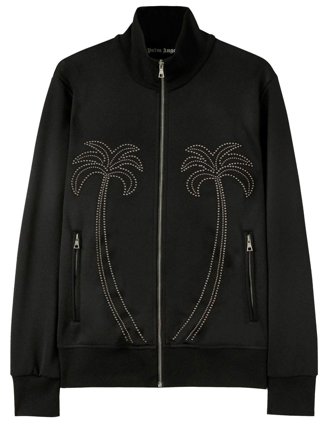 Studded Milan Track Jacket in Black with Palm Angels Logo and Motif