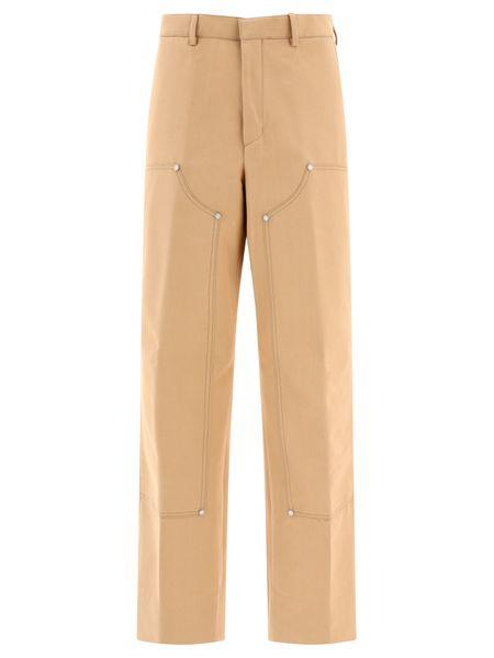 PALM ANGELS Stylish Beige and Black Monogram Workwear Pants for Men - SS24