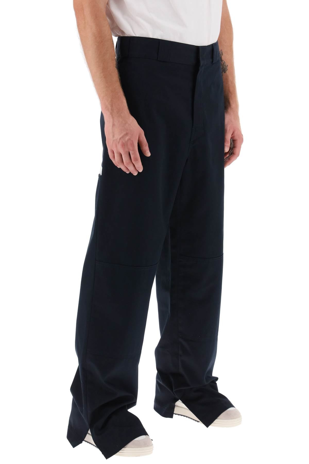 PALM ANGELS Black Cotton Regular Trousers for Men - FW23