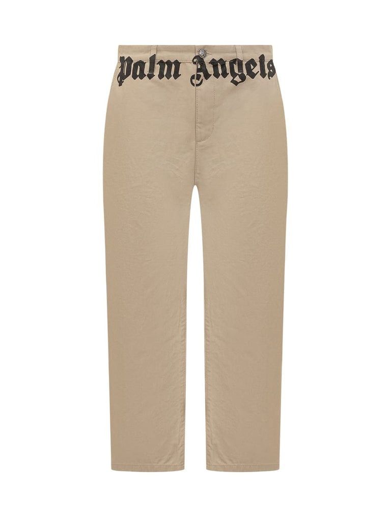 PALM ANGELS Classic Cotton Chino Pants in Hazelnut White