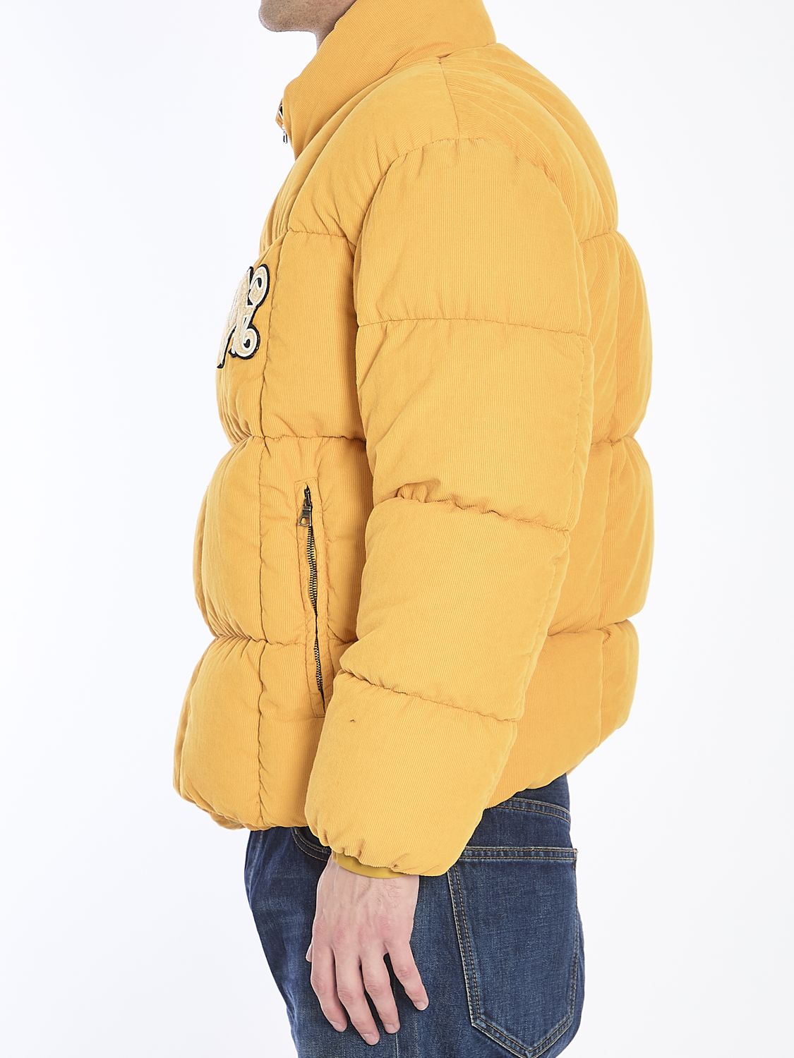 PALM ANGELS Corduroy Puffer Jacket with Monogram Patch - Regular Fit