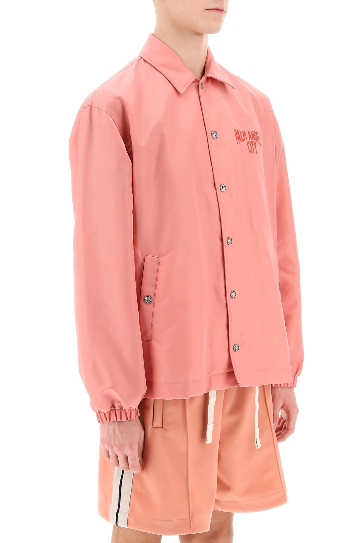 PALM ANGELS City Coach Jacket - Pink Nylon Twill