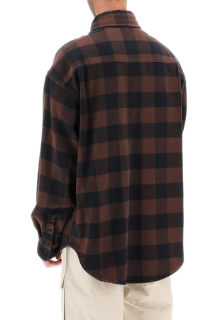 PALM ANGELS Men's Check Overshirt in Brown